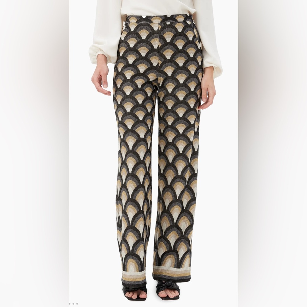 Trina Turk Black and Gold Wide Leg Pants